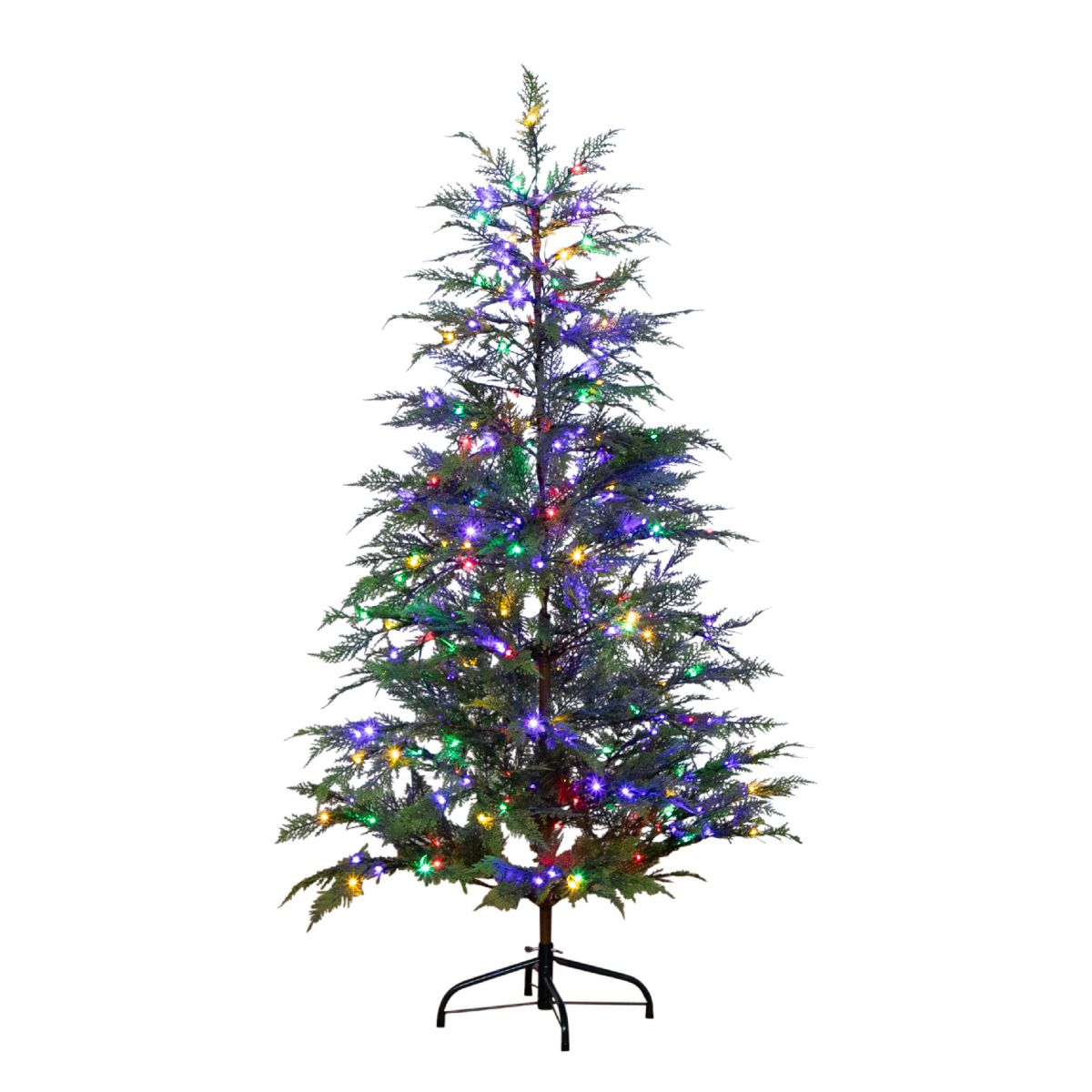 5ft. Pre-Lit Artificial Park City Pine Christmas Tree with 200 Multicolored LED Dewdrop Lights