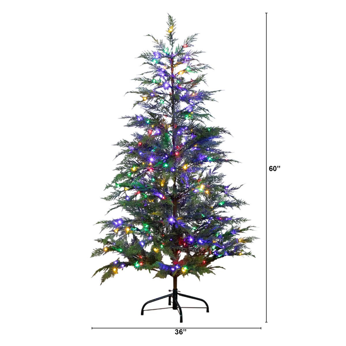 5ft. Pre-Lit Artificial Park City Pine Christmas Tree with 200 Multicolored LED Dewdrop Lights