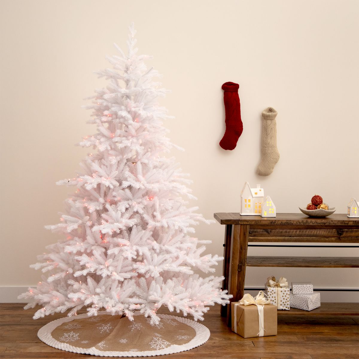 7ft. Pre-Lit Artificial White California Spruce Christmas Tree with 440 Color Changing LED Lights