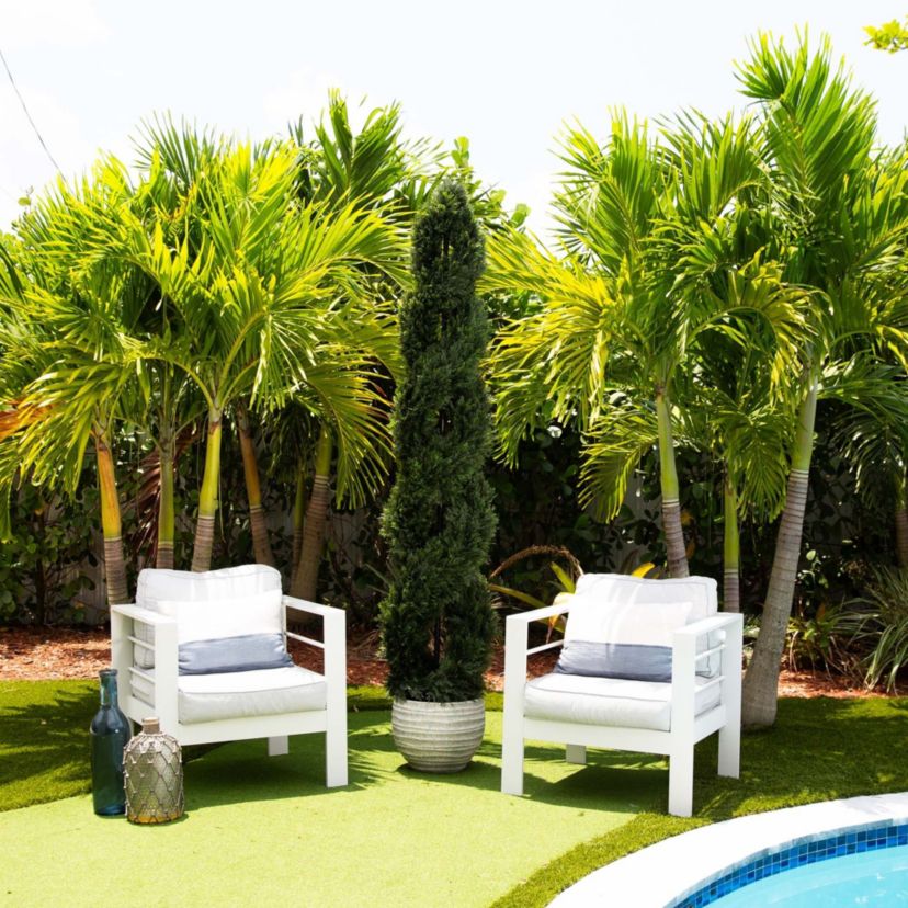 7ft. Double Pond Cypress Spiral Topiary UV Resistant (Indoor/Outdoor)