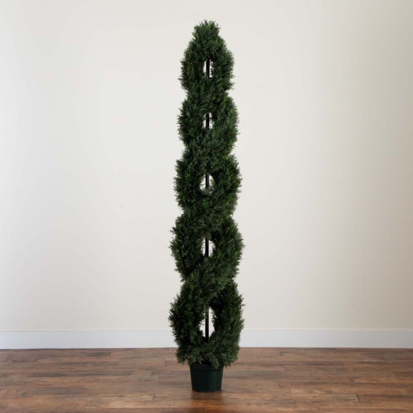 7ft. Double Pond Cypress Spiral Topiary UV Resistant (Indoor/Outdoor)