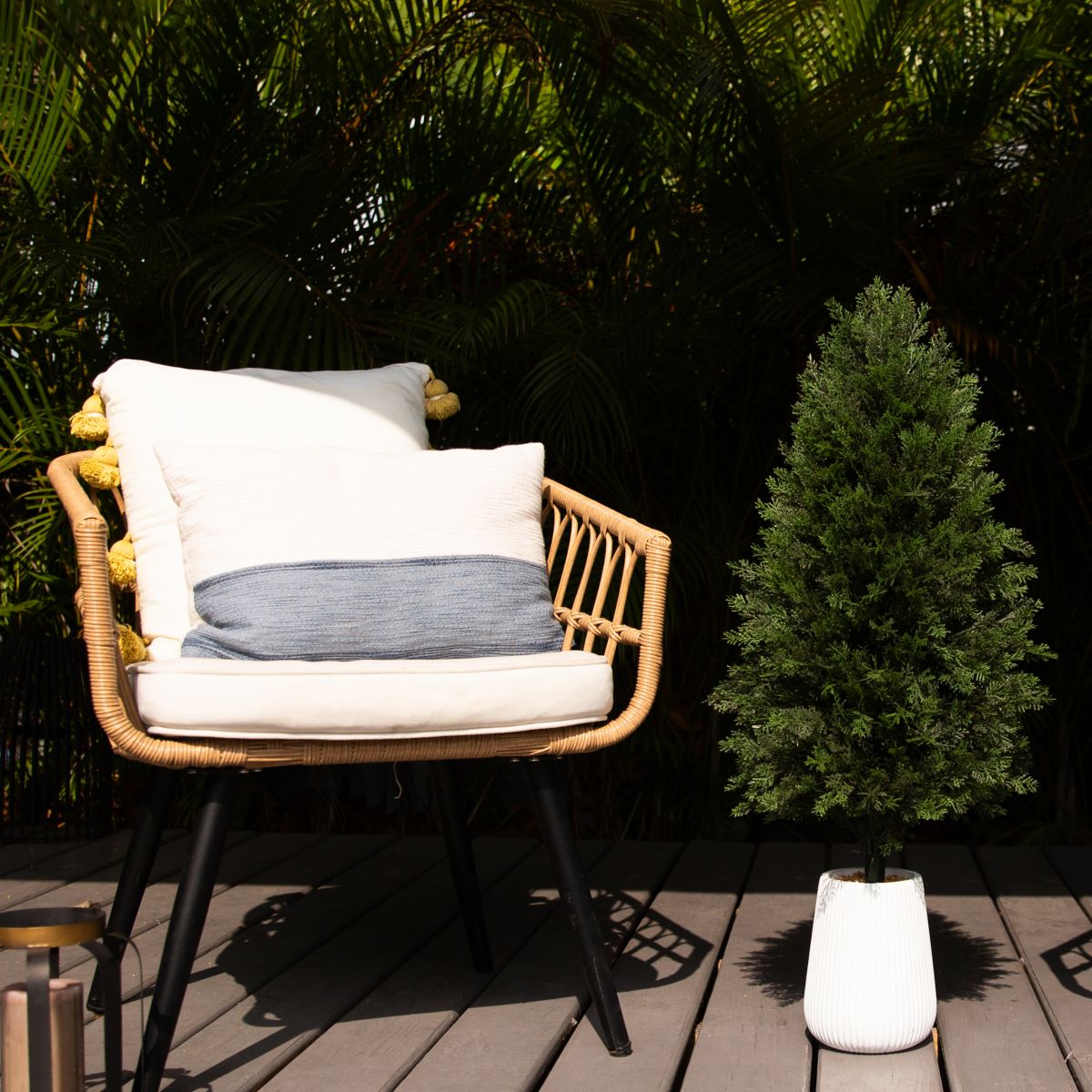 3ft. UV Resistant Artificial Cedar Tree in Decorative White Planter (Indoor/Outdoor)