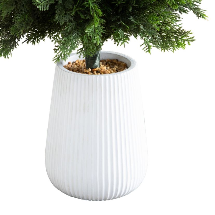 3ft. UV Resistant Artificial Cedar Tree in Decorative White Planter (Indoor/Outdoor)