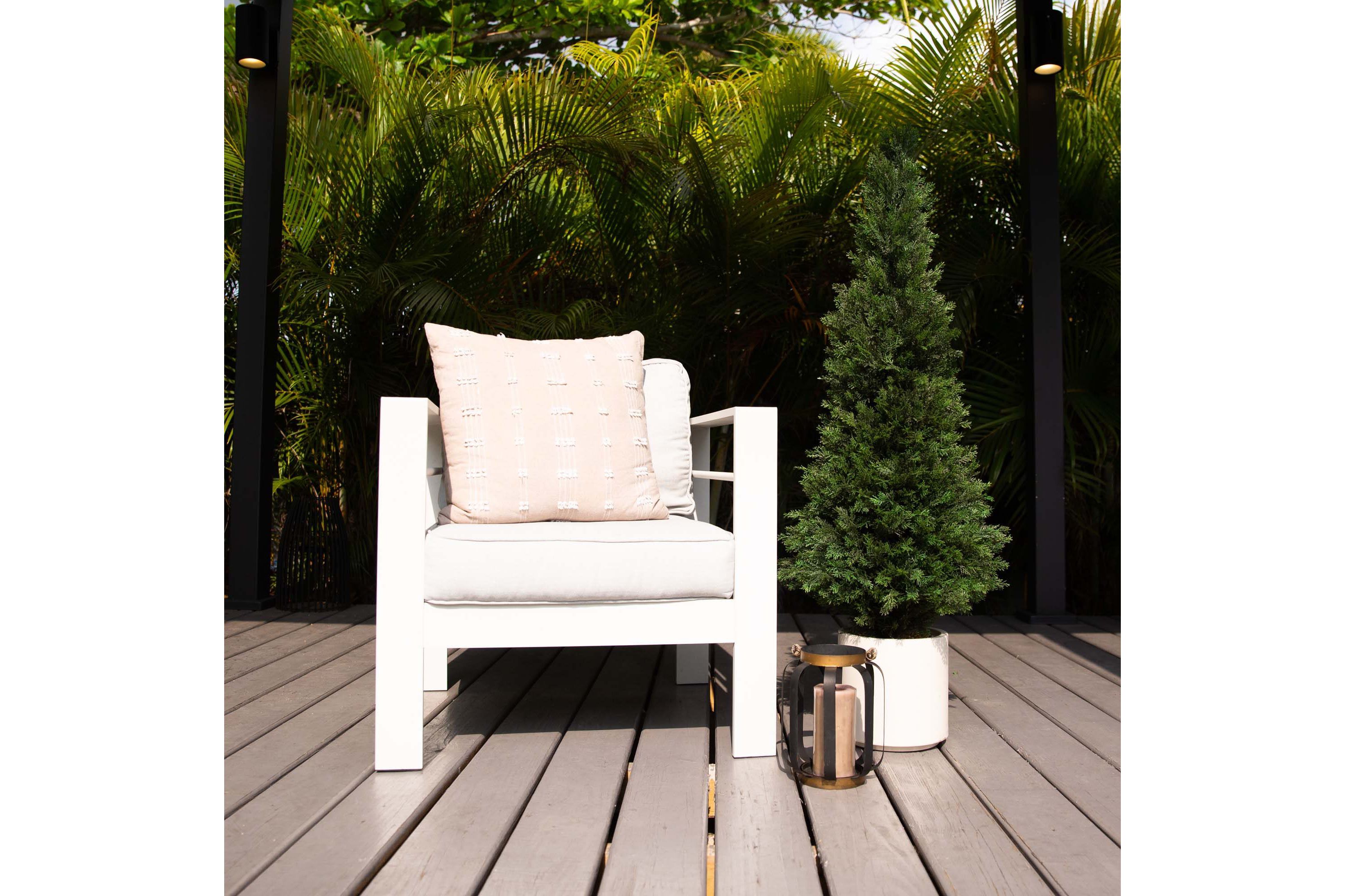 4ft. UV Resistant Artificial Cedar Tree in Decorative White Planter (Indoor/Outdoor)