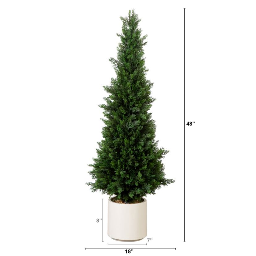 4ft. UV Resistant Artificial Cedar Tree in Decorative White Planter (Indoor/Outdoor)