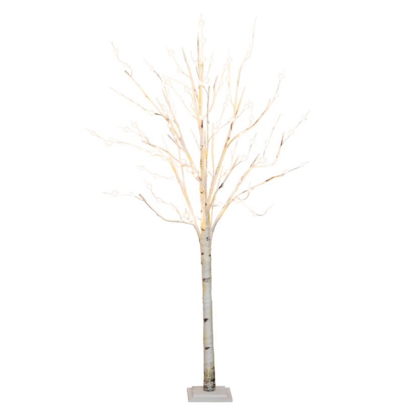 6ft. Pre-Lit Artificial White Birch Tree with 300 Warm White LED Lights