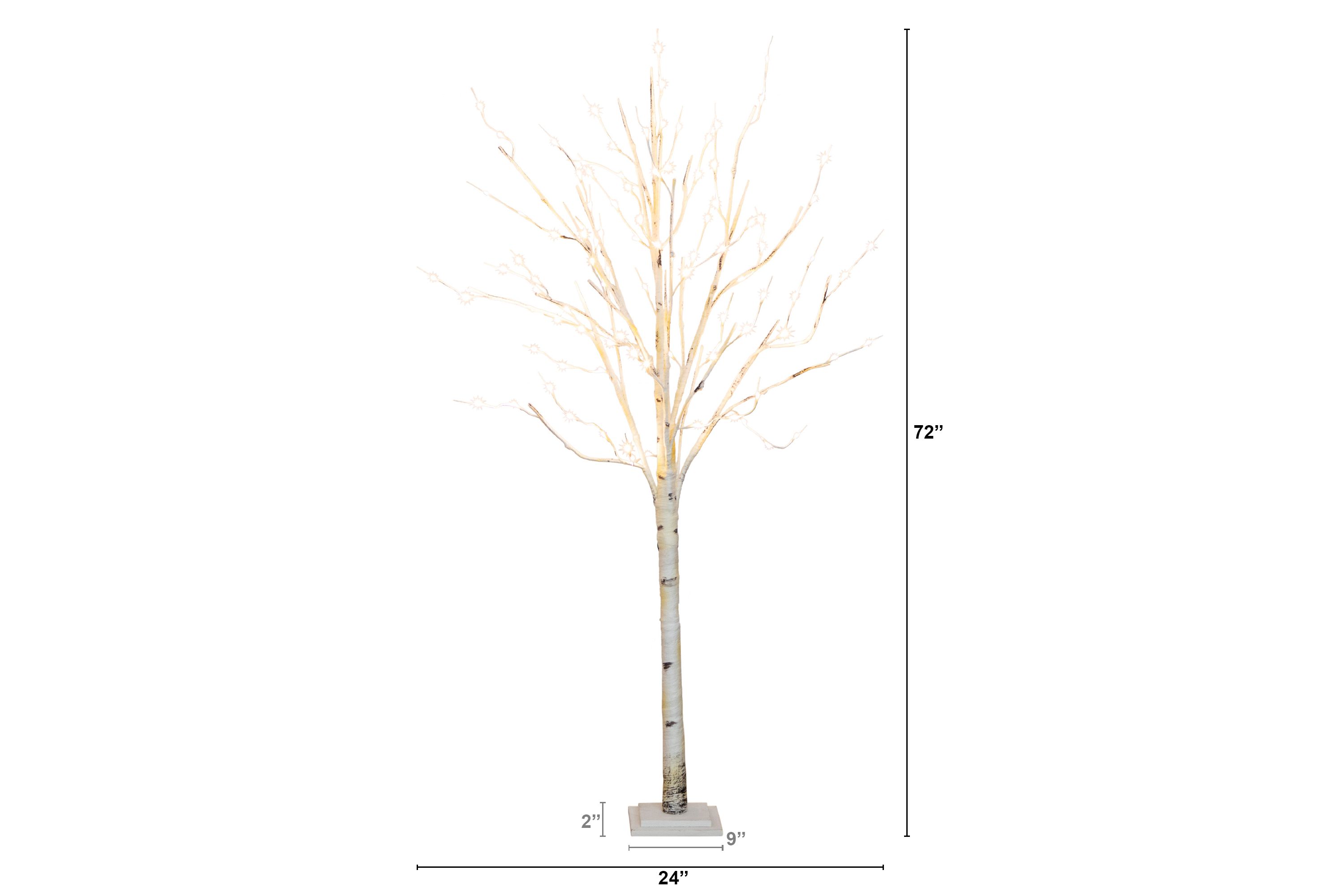 6ft. Pre-Lit Artificial White Birch Tree with 300 Warm White LED Lights