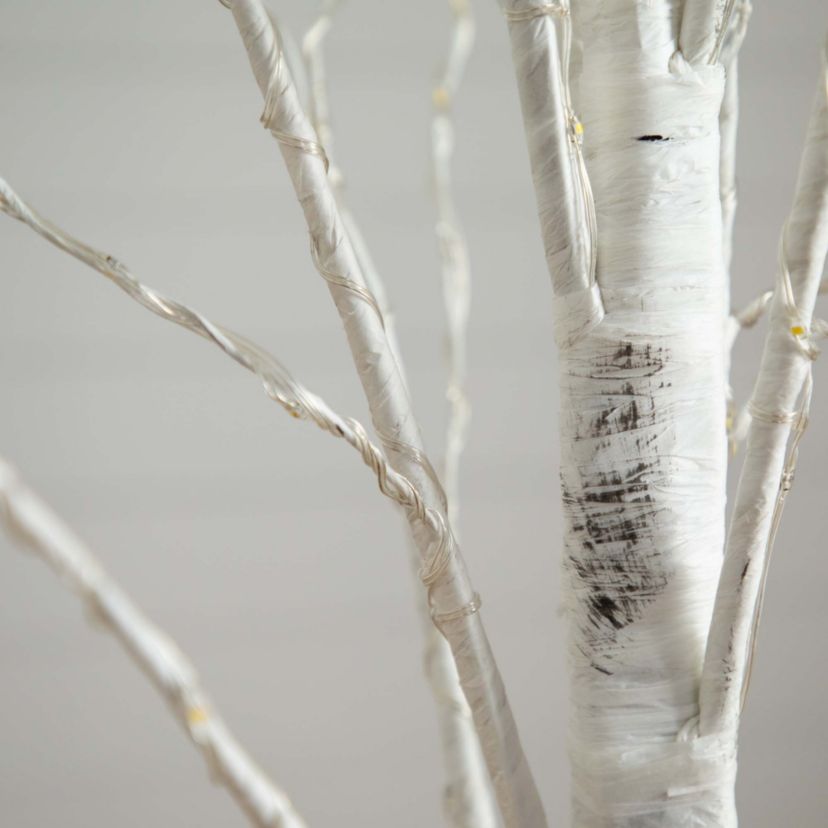 6ft. Pre-Lit Artificial White Birch Tree with 300 Warm White LED Lights