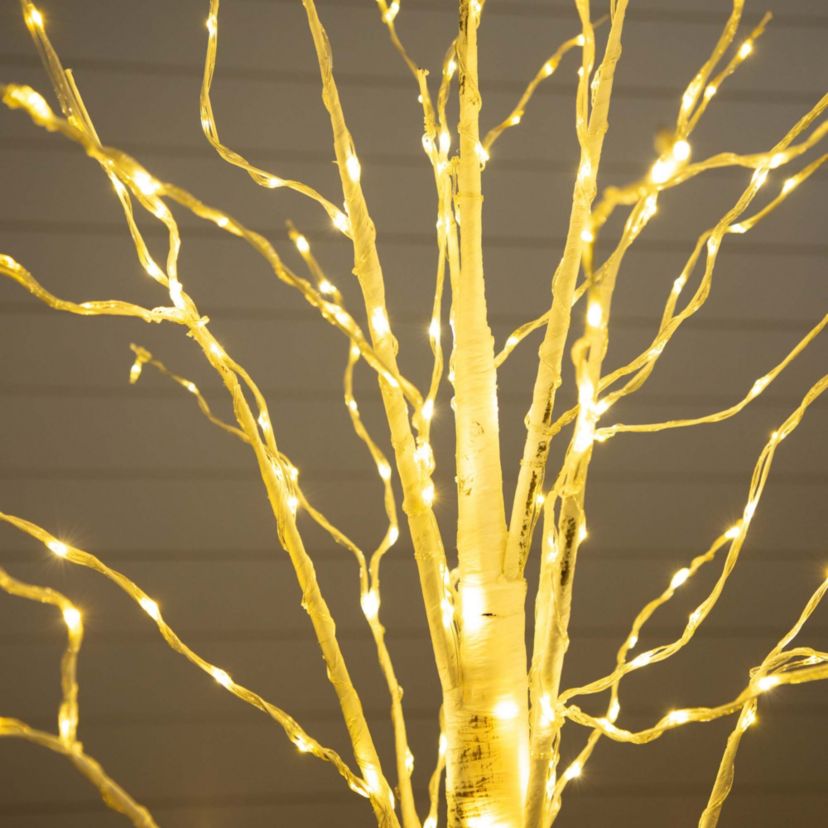 6ft. Pre-Lit Artificial White Birch Tree with 300 Warm White LED Lights