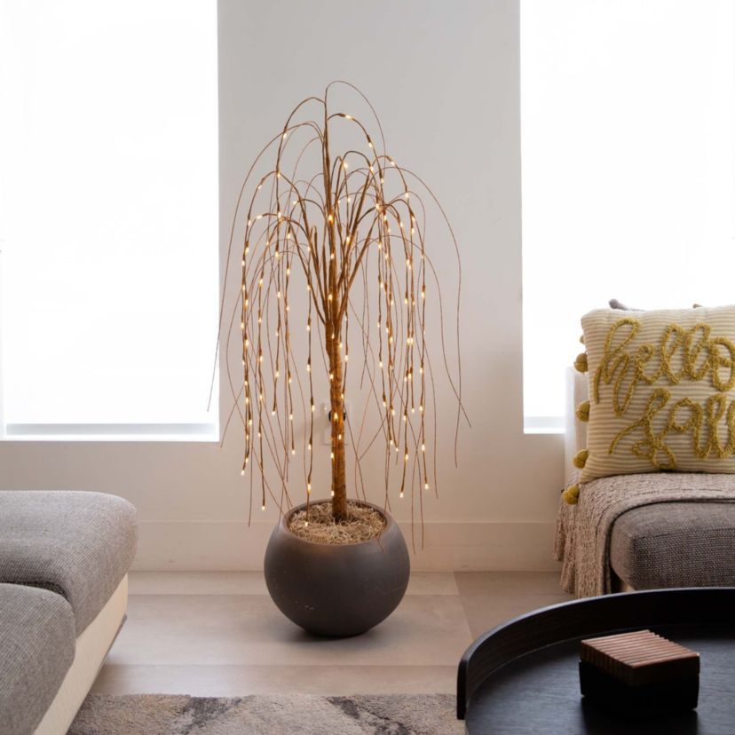 4ft. Pre-Lit Artificial Willow Tree with 120 Warm White LED Lights