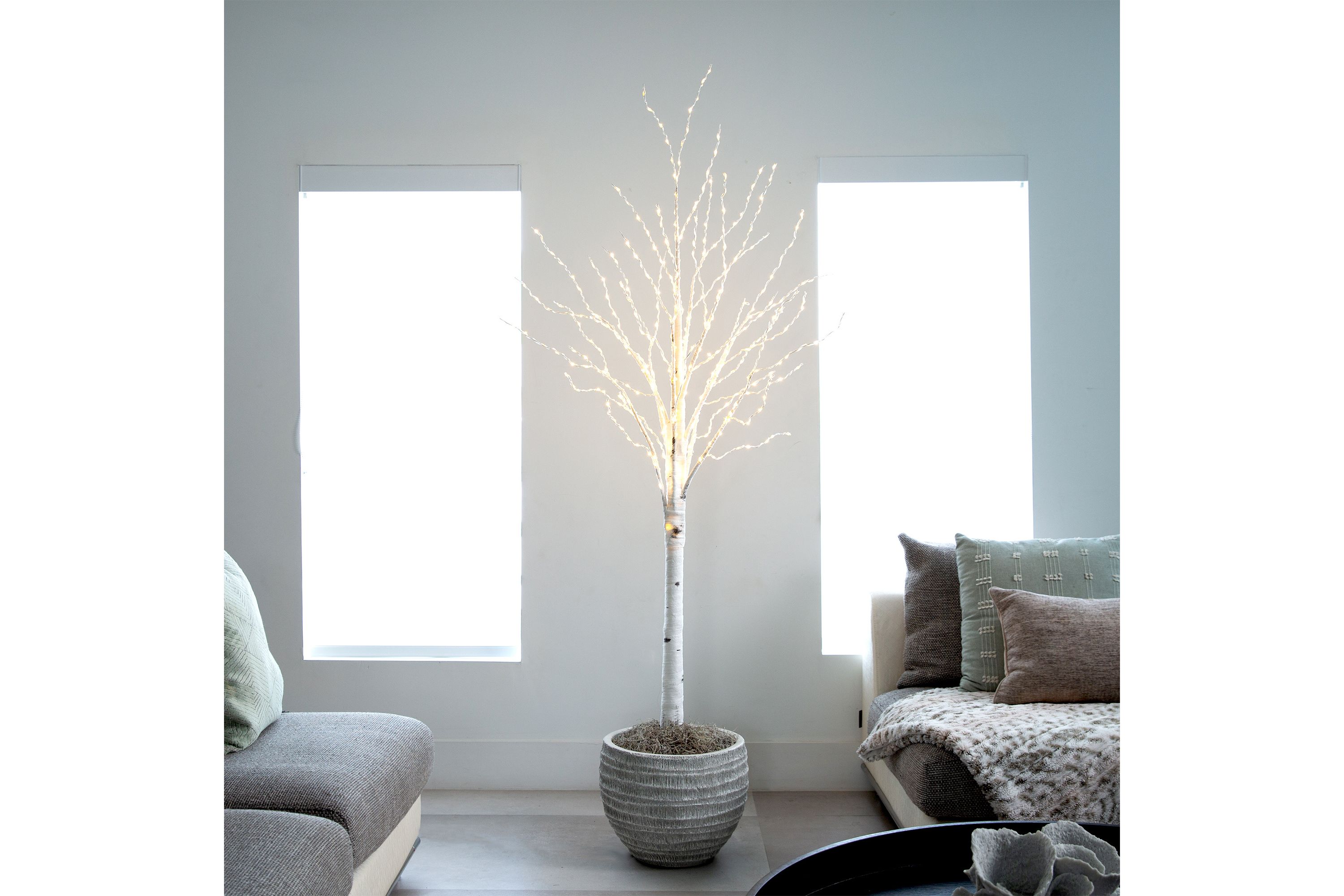 6ft. Pre-Lit Artificial White Birch Tree with 400 Color Changing LED Lights
