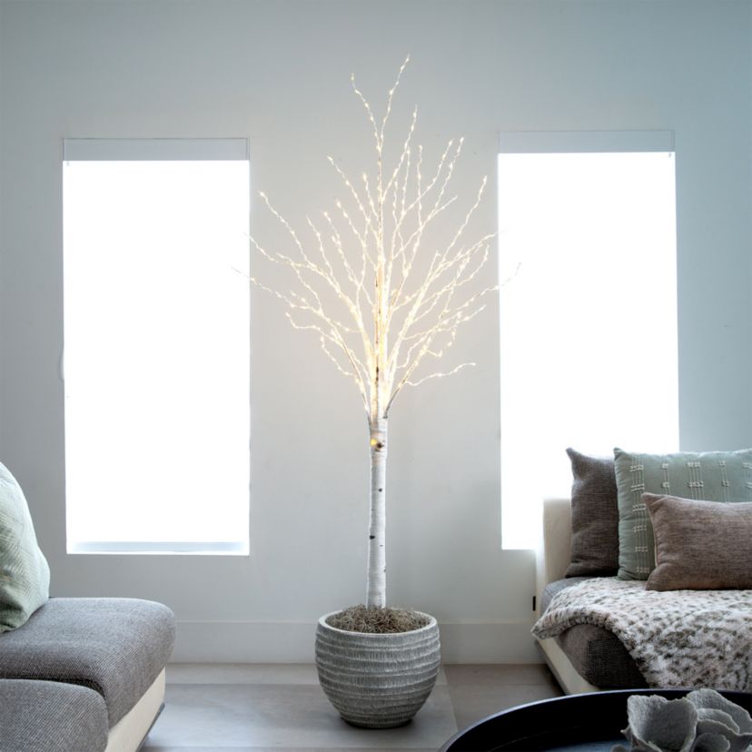 6ft. Pre-Lit Artificial White Birch Tree with 400 Color Changing LED Lights