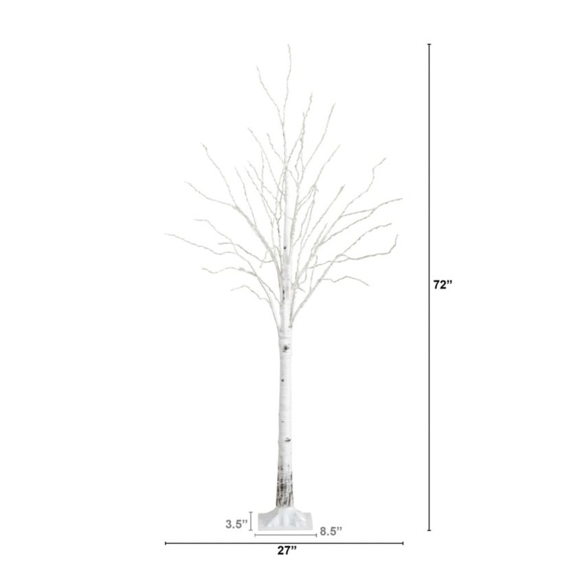6ft. Pre-Lit Artificial White Birch Tree with 400 Color Changing LED Lights