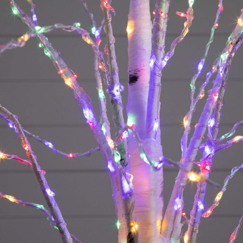 6ft. Pre-Lit Artificial White Birch Tree with 400 Color Changing LED Lights