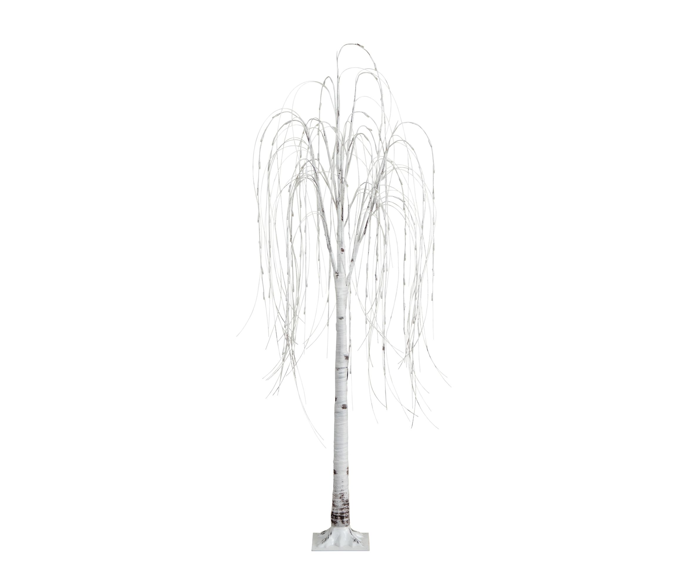 6ft. Pre-Lit Artificial White Weeping Willow Tree with 160 Warm White LED Lights