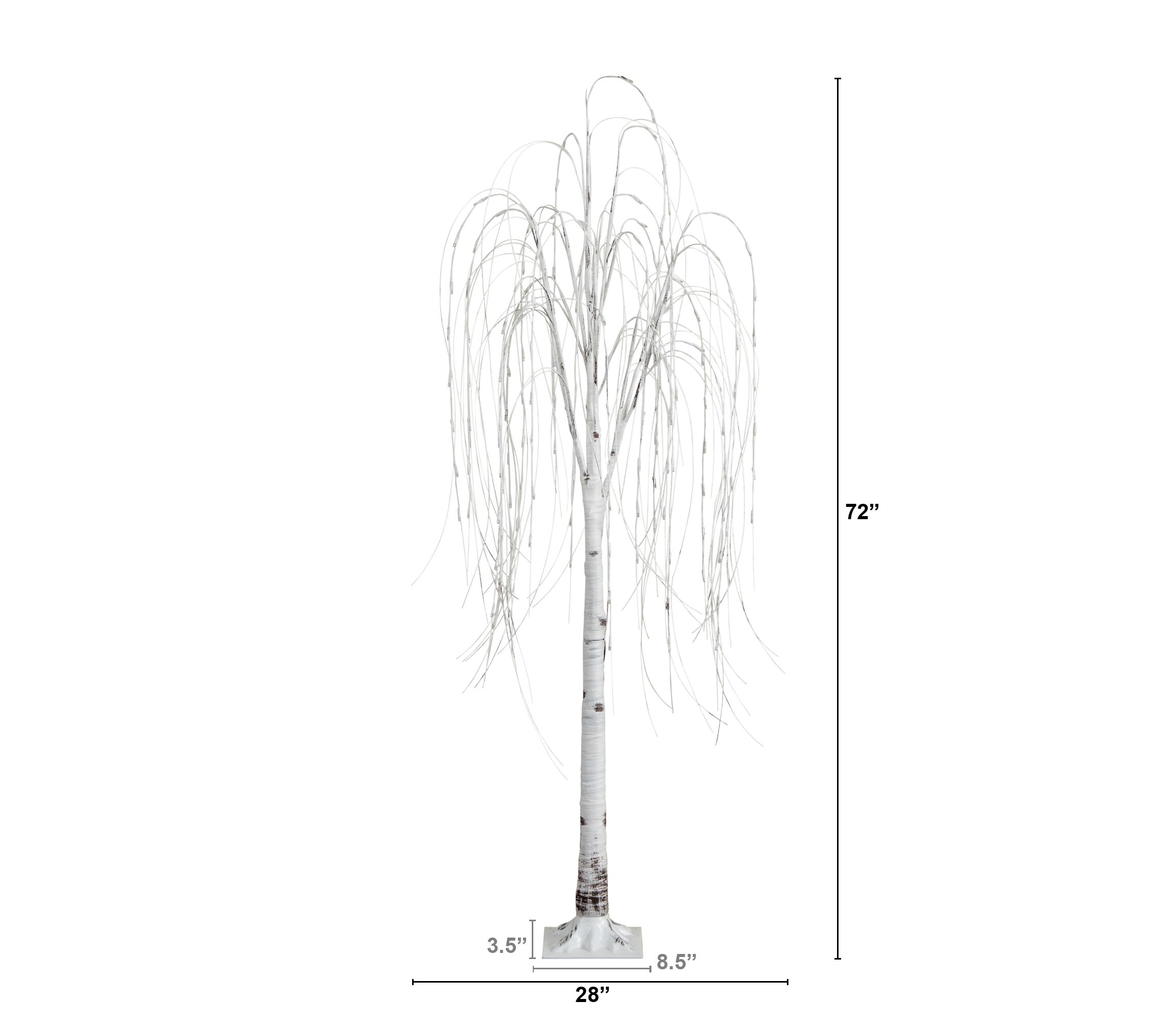 6ft. Pre-Lit Artificial White Weeping Willow Tree with 160 Warm White LED Lights