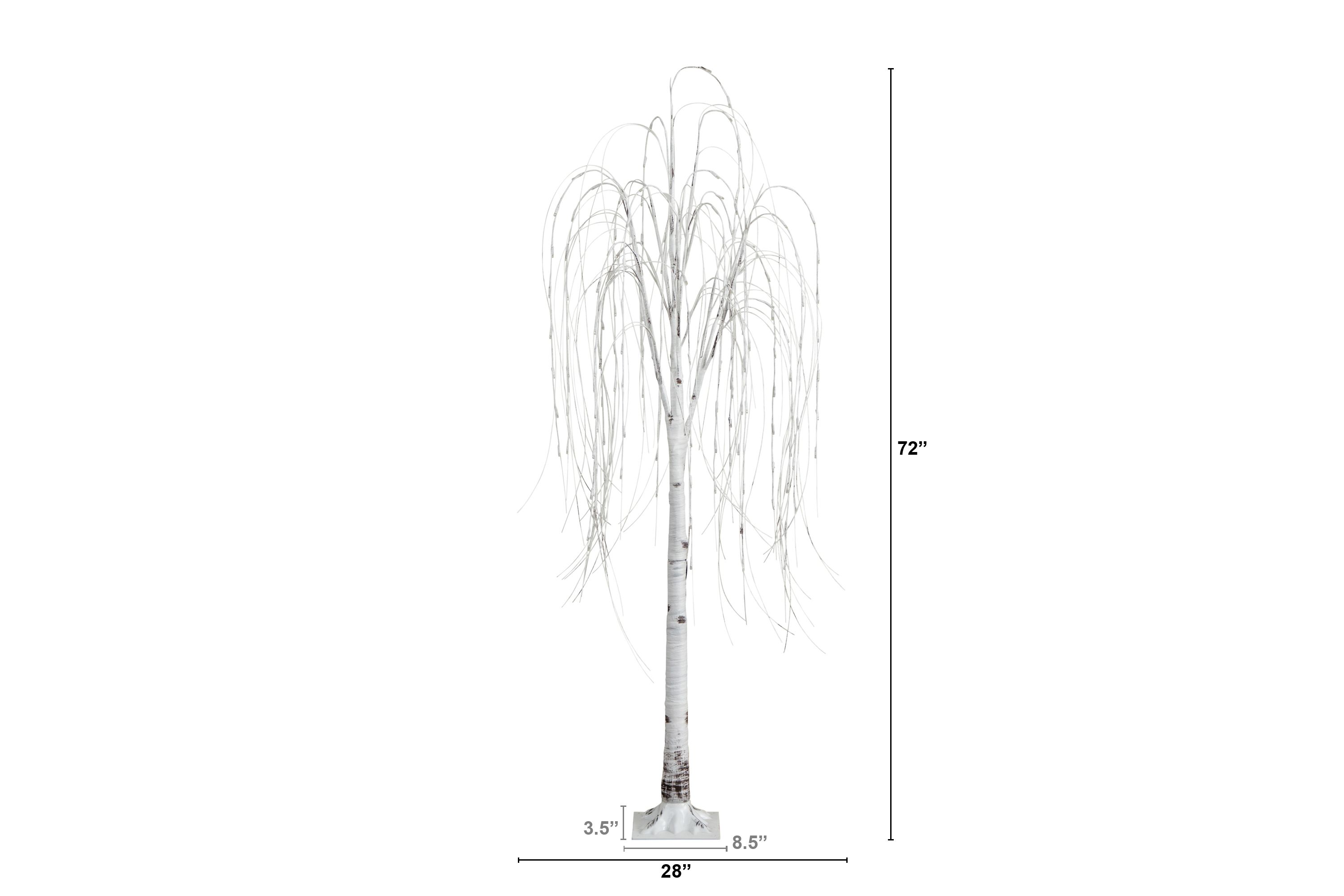 6ft. Pre-Lit Artificial White Weeping Willow Tree with 160 Warm White LED Lights