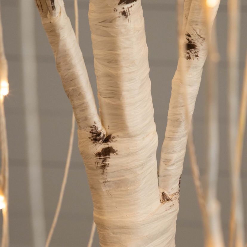 6ft. Pre-Lit Artificial White Weeping Willow Tree with 160 Warm White LED Lights