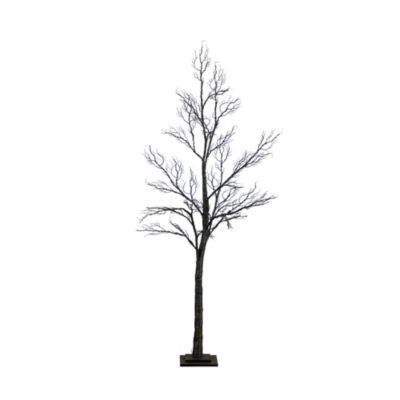 Nearly Natural 6ft. Pre-Lit Halloween Minimalist Twig Artificial Fall Tree with 320 Orange and Purple LED Lights, Black