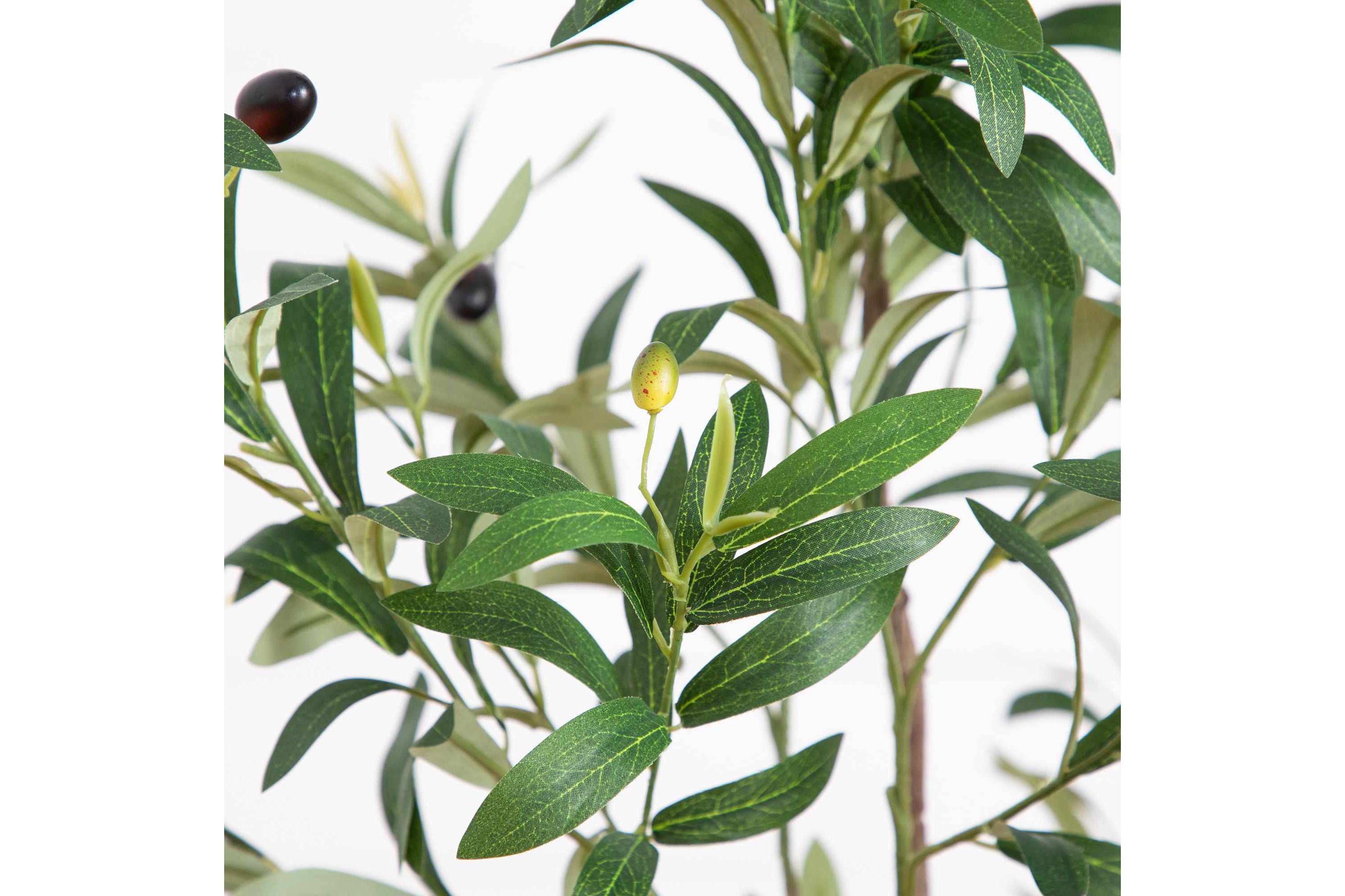5-Foot Artificial Minimalist Olive Tree in White Decorative Planter