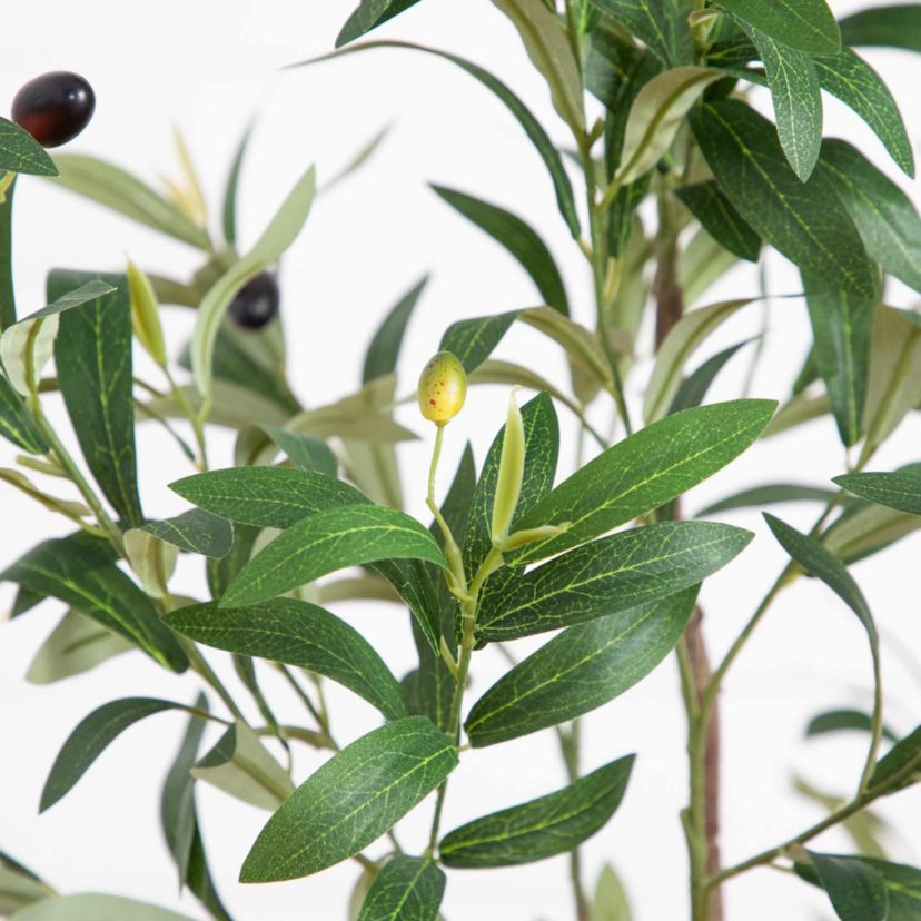 5-Foot Artificial Minimalist Olive Tree in White Decorative Planter