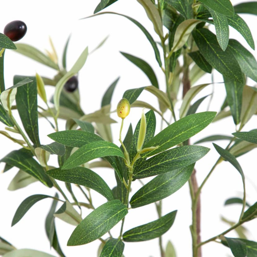 5-Foot Artificial Minimalist Olive Tree in White Decorative Planter