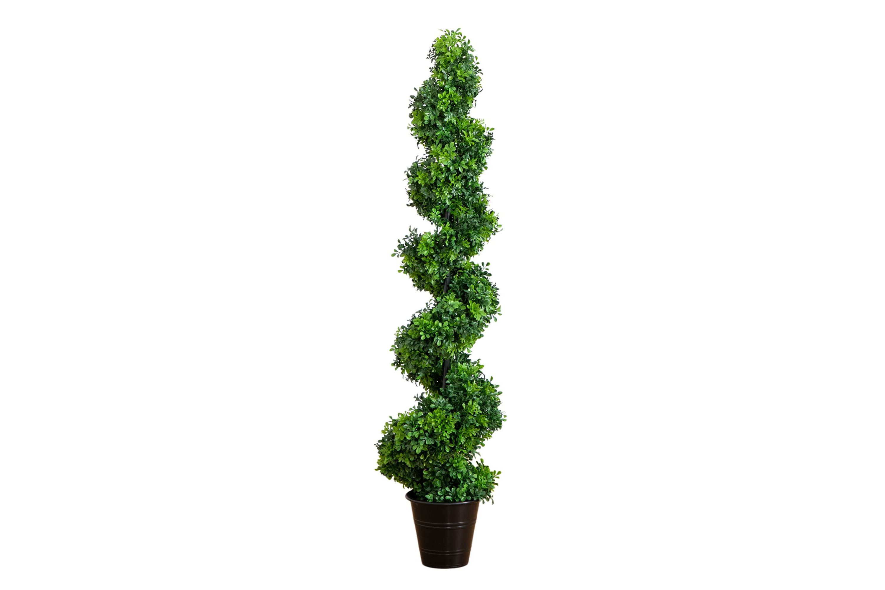5-Foot UV Resistant Boxwood Spiral Topiary Artificial Tree in Decorative Planter (Indoor/Outdoor)