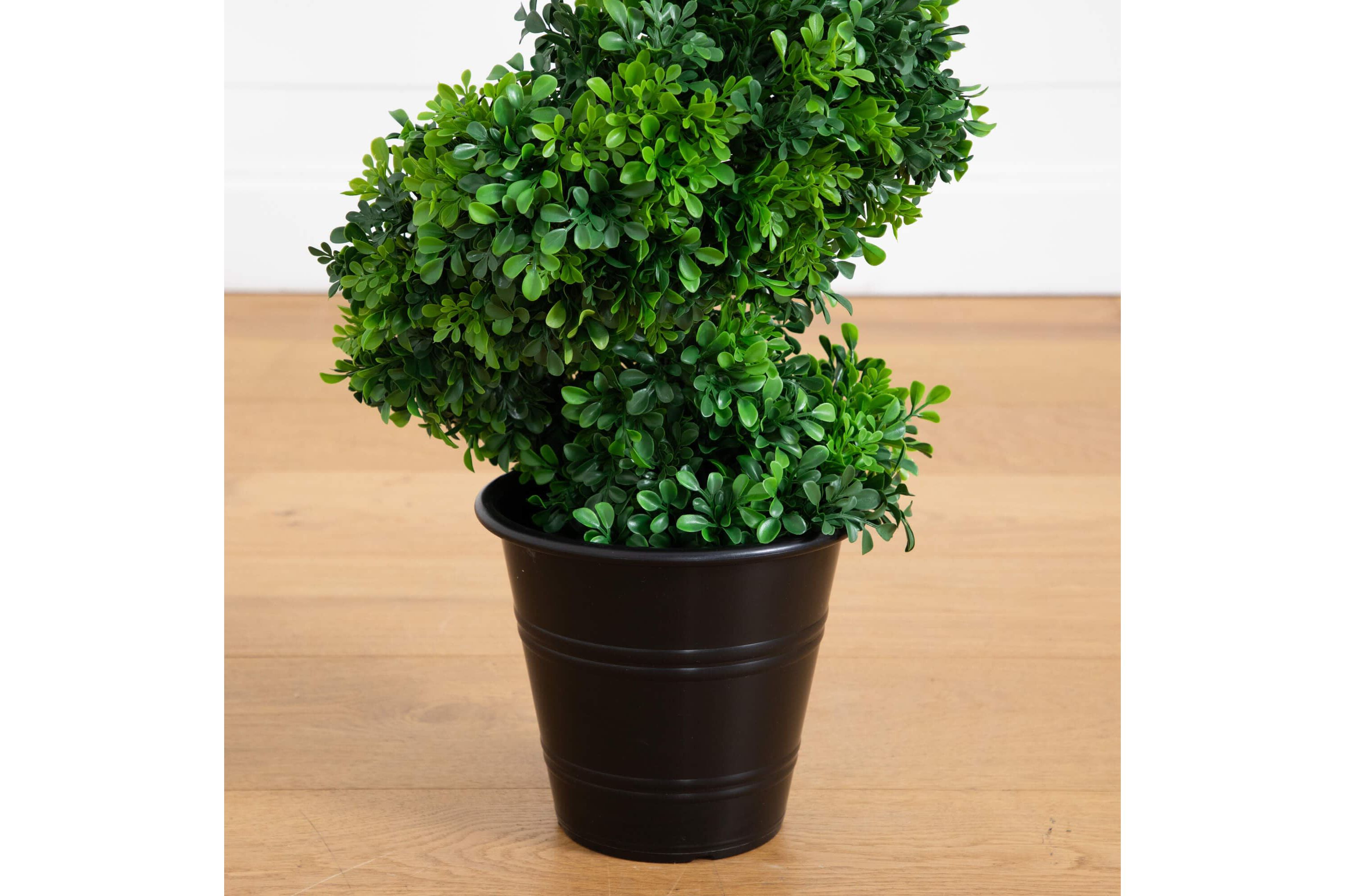 5-Foot UV Resistant Boxwood Spiral Topiary Artificial Tree in Decorative Planter (Indoor/Outdoor)