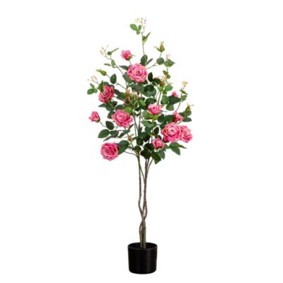 Nearly Natural 4-Foot Artificial Rose Tree, Pink