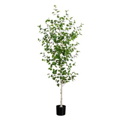 Nearly Natural 7-Foot Artificial Birch Tree, Green