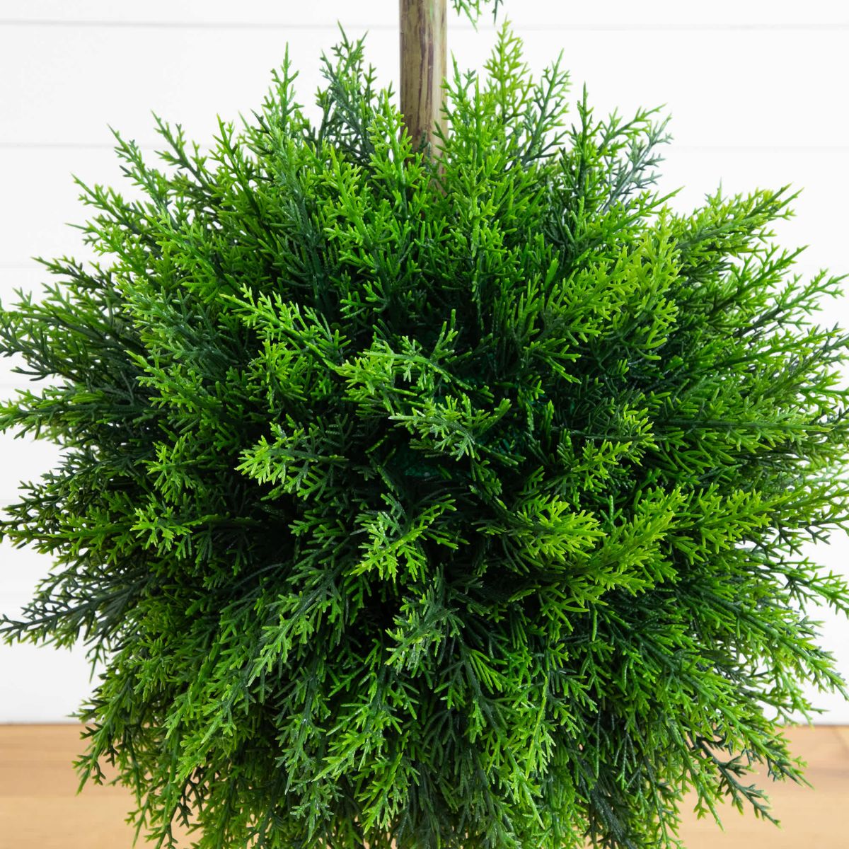 3.5-Foot UV Resistant Artificial Cedar Double Ball Topiary Tree in White Decorative Planter (Indoor/Outdoor)