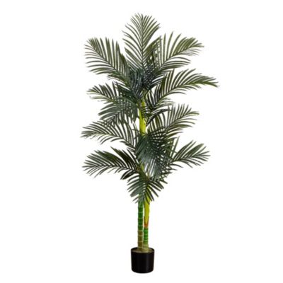 Nearly Natural 6-Foot Artificial Double Stalk Golden Cane Palm Tree, Green