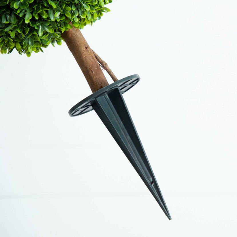 3-Foot UV Resistant Artificial Double Ball Boxwood Topiary with Integrated Ground Stake (Indoor/Outdoor) - Set of 2