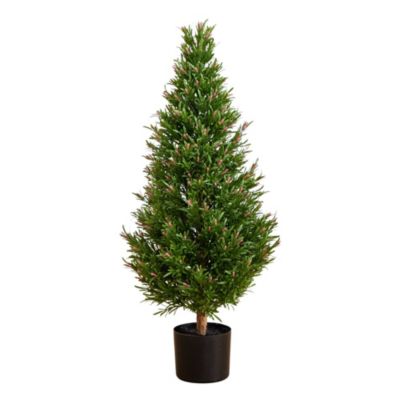 Nearly Natural 3-Foot UV Resistant Artificial Rosemary Cone Topiary Tree (Indoor/Outdoor), Green