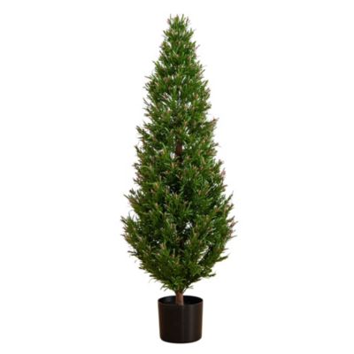 Nearly Natural 4-Foot UV Resistant Artificial Rosemary Cone Topiary Tree (Indoor/Outdoor)