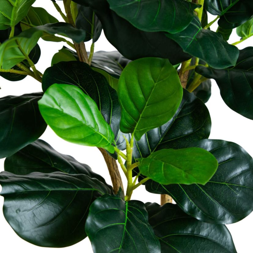 4-Foot Artificial Lush Fiddle Leaf Tree in Decorative White Planter