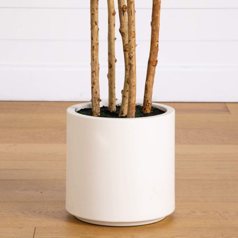 8-Foot Artificial Fiddle Leaf Tree in Decorative White Planter