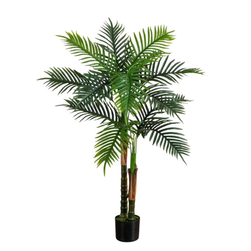 4-Foot UV Resistant Artificial Double Robellini Palm Tree (Indoor/Outdoor)
