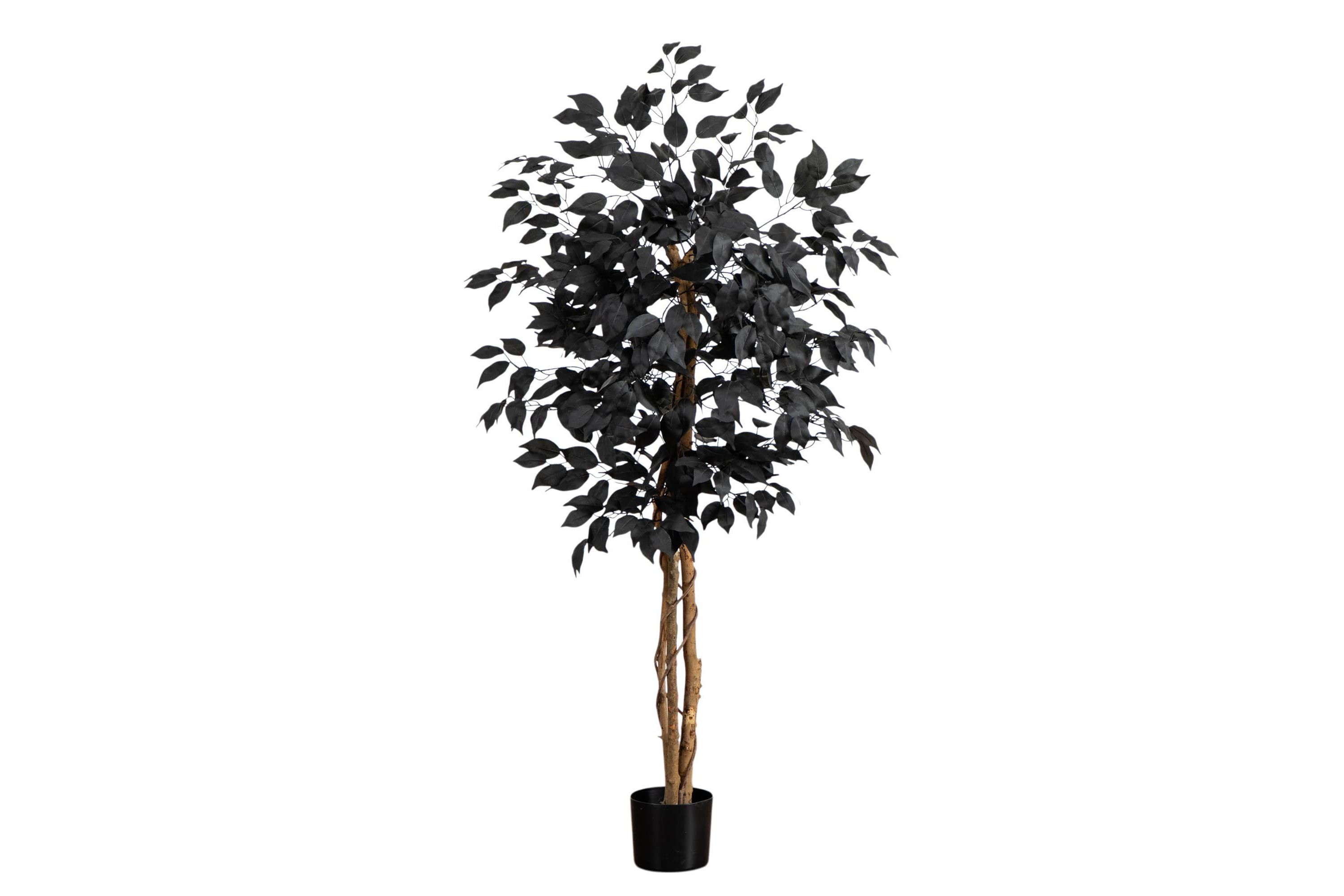 4-Foot Artificial Halloween Black Ficus Tree with Natural Trunk