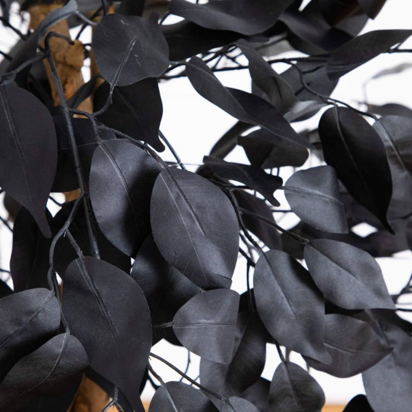4-Foot Artificial Halloween Black Ficus Tree with Natural Trunk