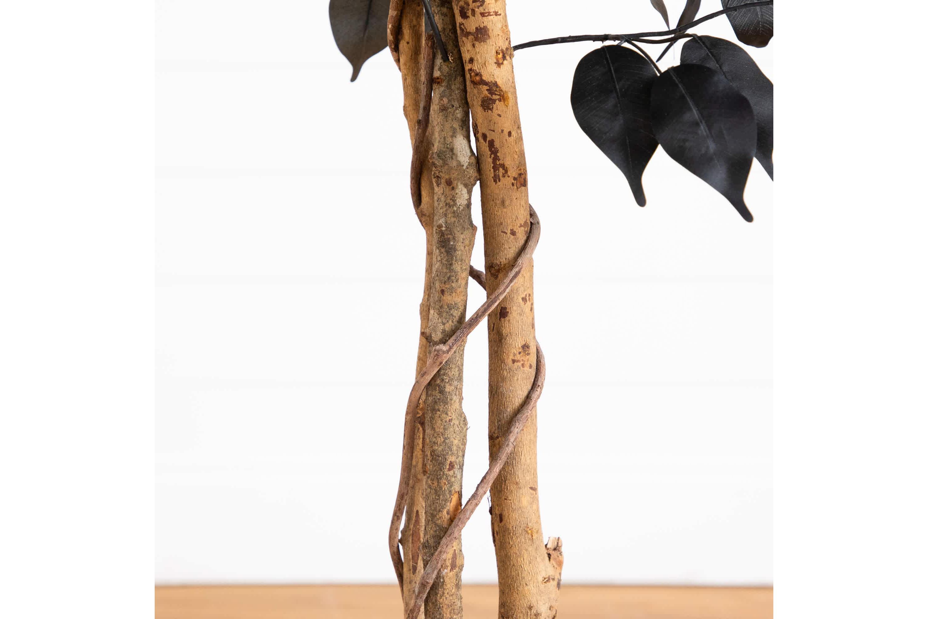 4-Foot Artificial Halloween Black Ficus Tree with Natural Trunk