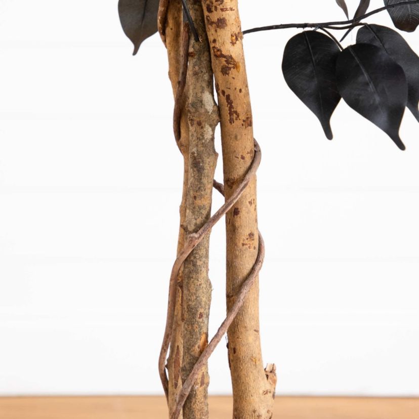 4-Foot Artificial Halloween Black Ficus Tree with Natural Trunk
