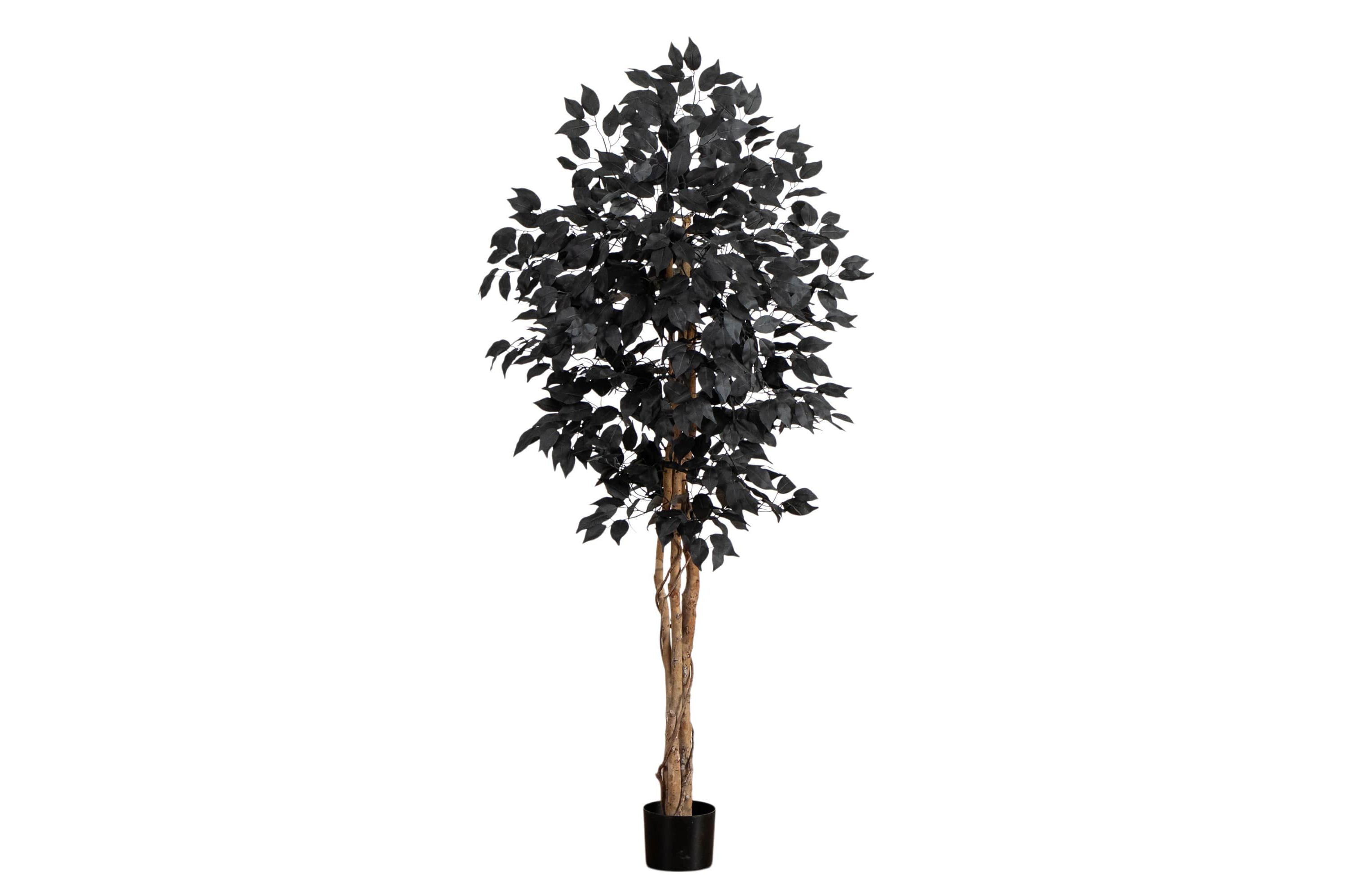 5-Foot Artificial Halloween Black Ficus Tree with Natural Trunk