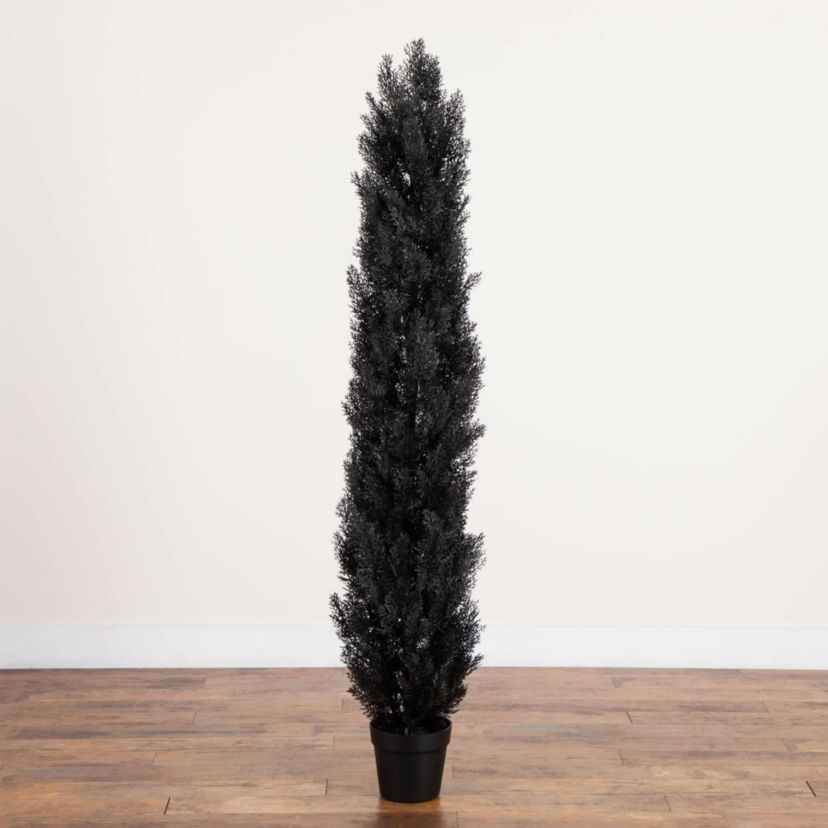 6-Foot UV Resistant Artificial Halloween Black Cedar Tree (Indoor/Outdoor)
