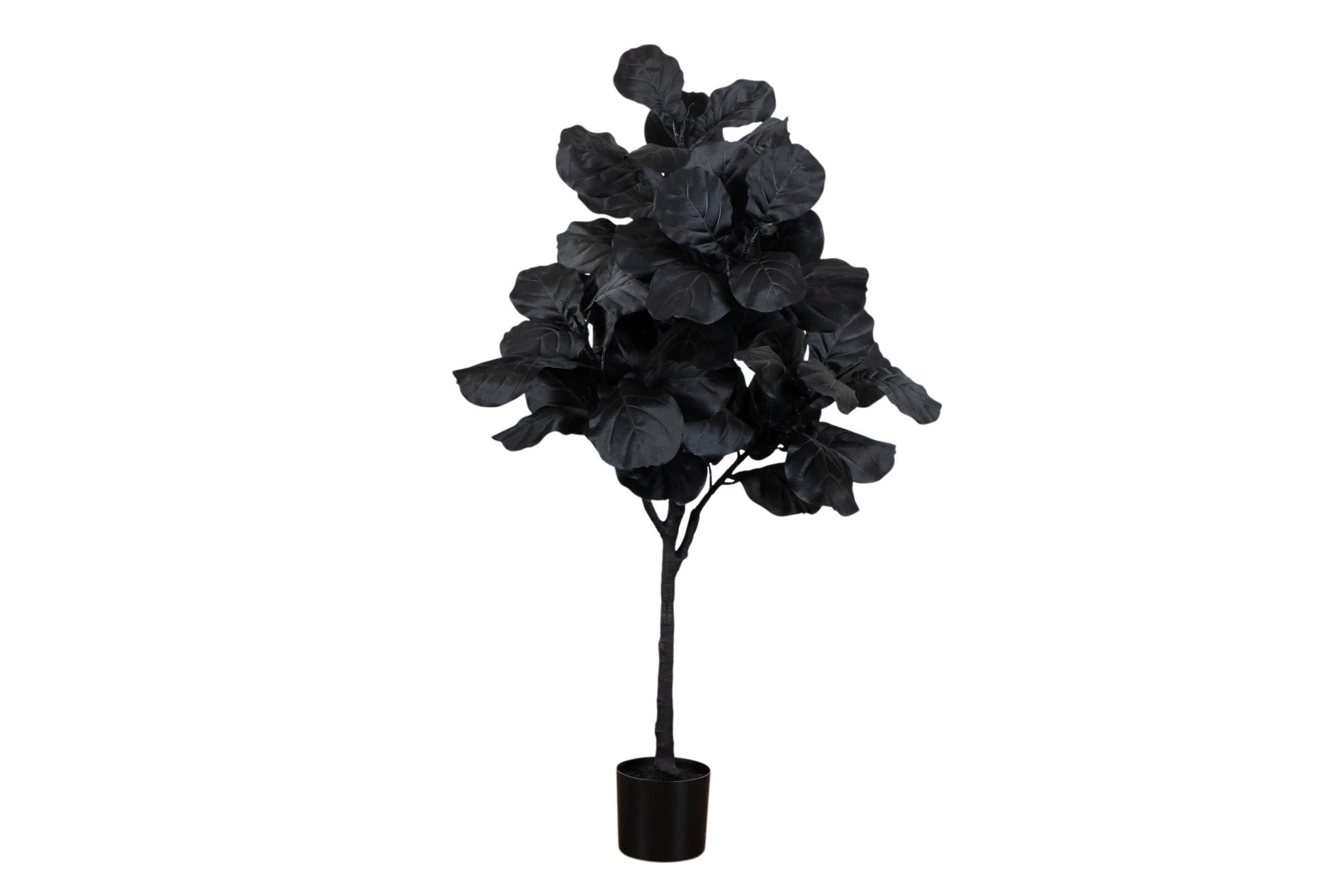 4-Foot Artificial Halloween Black Fiddle Leaf Tree
