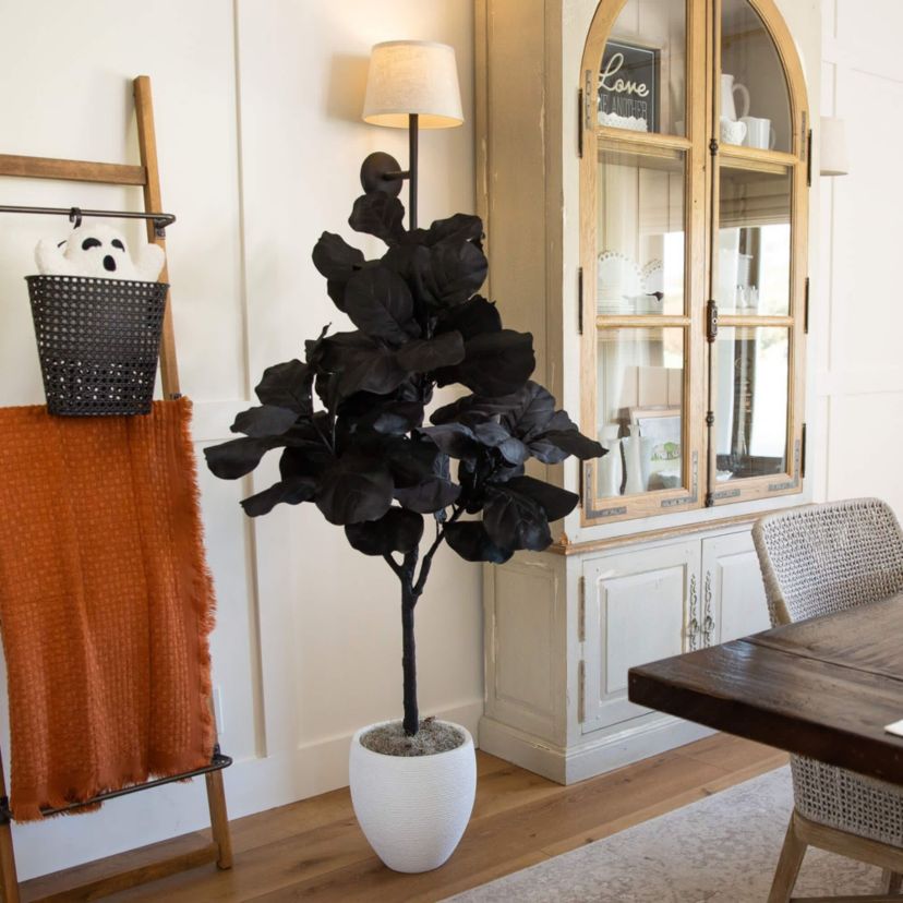 4-Foot Artificial Halloween Black Fiddle Leaf Tree