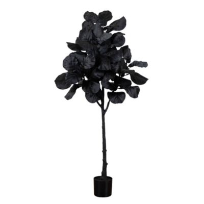 Nearly Natural 5-Foot Artificial Halloween Black Fiddle Leaf Tree