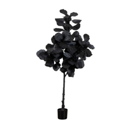 Nearly Natural 6-Foot Artificial Halloween Black Fiddle Leaf Tree