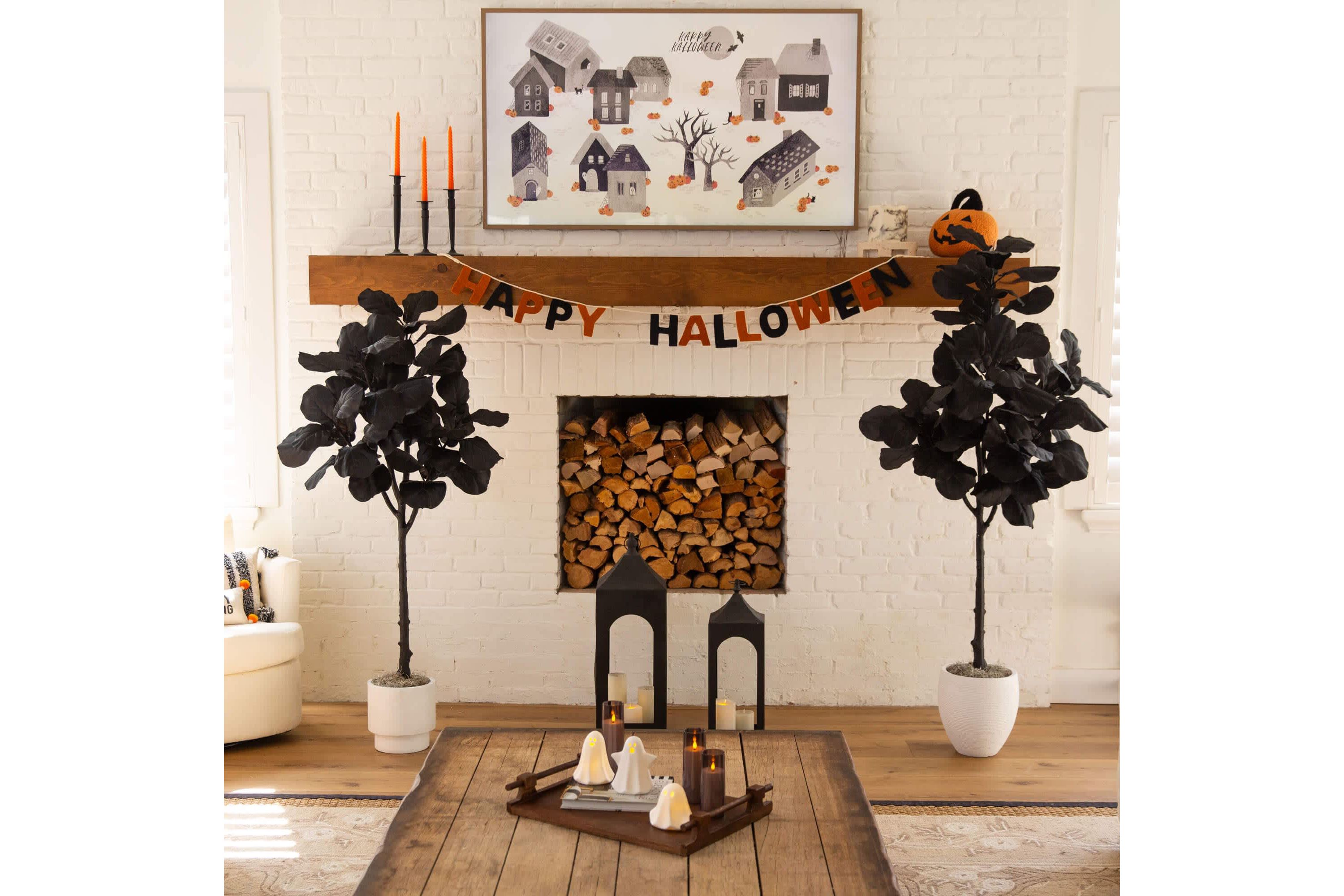 6-Foot Artificial Halloween Black Fiddle Leaf Tree