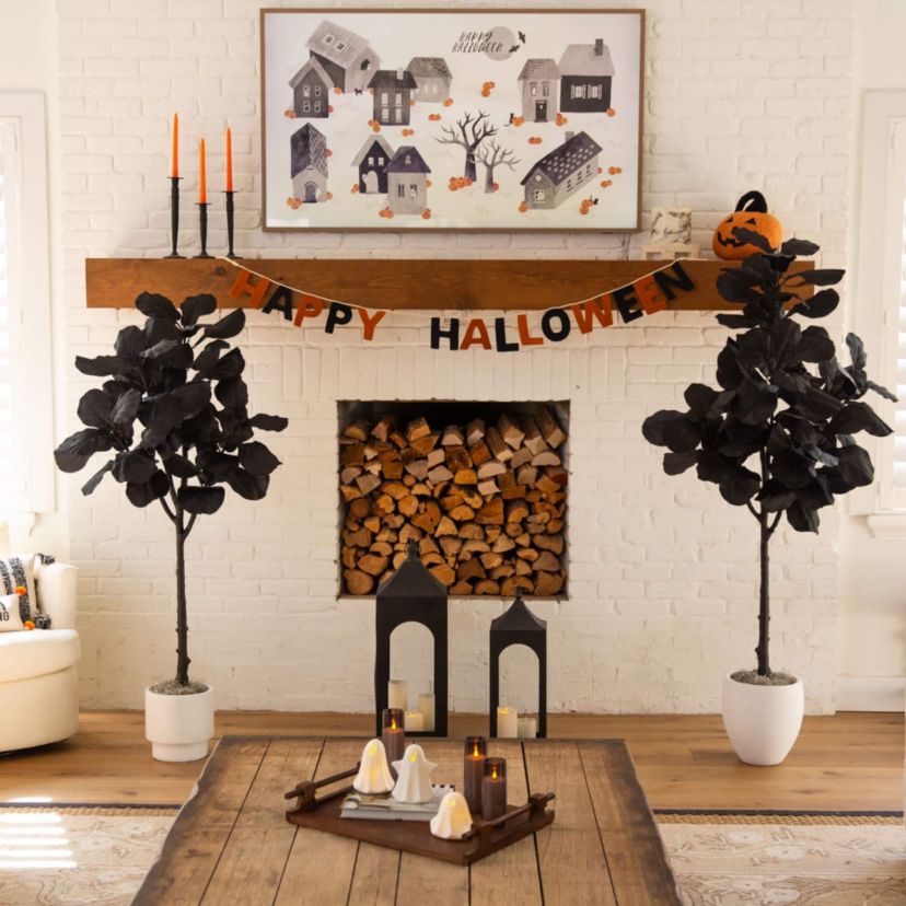 6-Foot Artificial Halloween Black Fiddle Leaf Tree